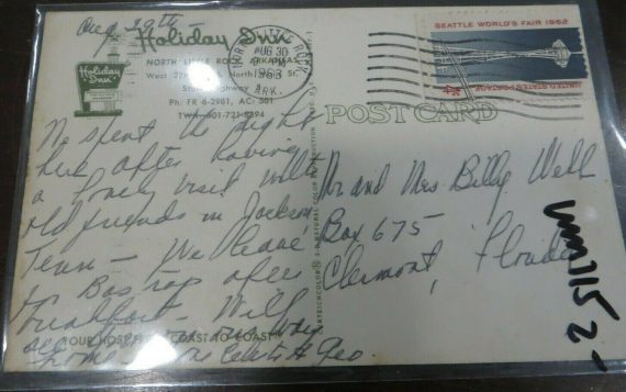holiday-inn-north-little-rock-arkansas-1963-world-fair-stamp-1962used-post-card