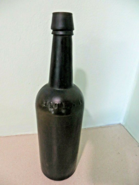 d-green-glass-patent-bottle-1860-1910-circa-pontil-base-beautiful-3-piece-mold