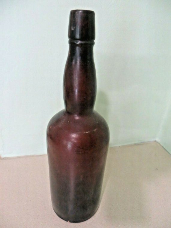 1700s-free-blown-brown-glass-whisky-or-rum-bottle-bubbled-neck