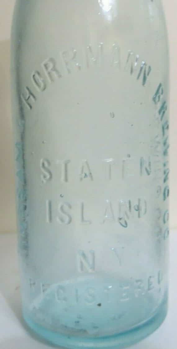 rubsam-horrmann-brewery-staten-island-ny-aqua-blue-blob-top-beer-bottle-1800s