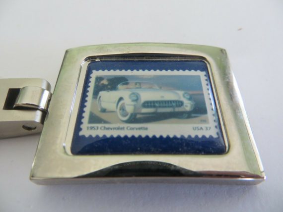 1953-chevy-convertible-white-usa-stamp-car-memorabilia-key-chain