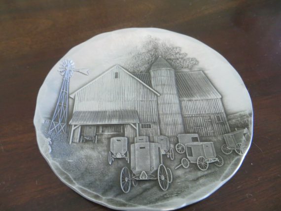 Amish carts wagons at farm barn windmill Handmade Wendell August Forge beautiful