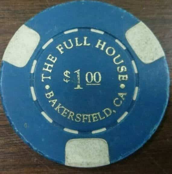 BAKERSFIELD ,CA THE FULL HOUSE &1 DOLLAR POKER CHIP TOKEN COLLECTIBLE