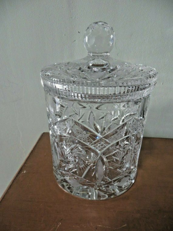 BEAUTIFUL VICTORIAN 1900’S CRYSTAL GLASS BISQUIT COOKIE JAR