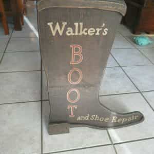 early hand painted wooden Walker’s Boot & Shoe Repair original shop store stign