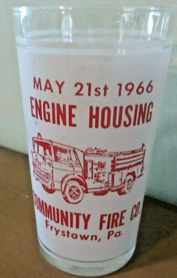 Frystown ,Pa Engine Housing 1966 Community Fire Co. fire dept fire truck glass