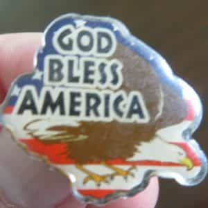 GOD BLESS AMERICA , PATRIOTIC BALD EAGLE RED WHITE & BLUE COLORS ENAMEL PIN
