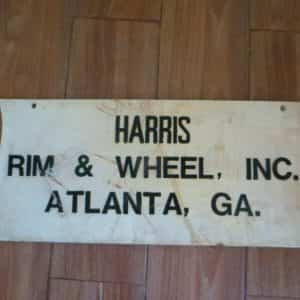 HARRIS RIM & WHEEL ,INC.ATLANTA ,GA ORIGINAL HARD PLASTIC SHOP SIGN