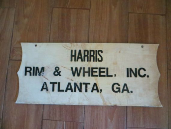 HARRIS RIM & WHEEL ,INC.ATLANTA ,GA ORIGINAL HARD PLASTIC SHOP SIGN