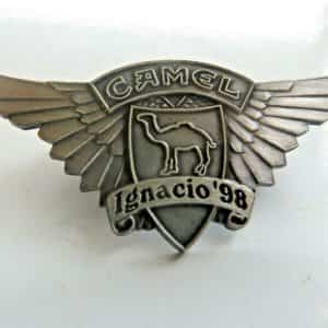 IGNACIO 1998 CAMEL SPONSOR WINGED MOTORCYCLE SOUVENIR BIKE,BIKER PIN,NOS