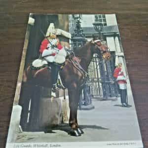 LIFE GUARDS,WHITEHALL,LONDON HOUSEHOLD CALVARY ONE OF 2 REGIMENTS POST CARD