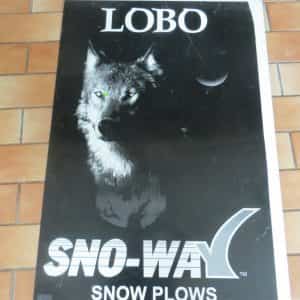LOBO SNO-WAY SNOW PLOWS WOLD LOGO ,36 X 24  INCHES LARGE DEALER SHOP SIGN