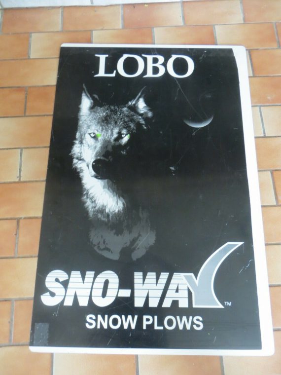 LOBO SNO-WAY SNOW PLOWS WOLD LOGO ,36 X 24  INCHES LARGE DEALER SHOP SIGN