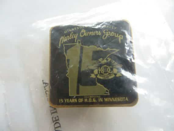 MINNESOTA STATE RALLEY,HARLEY OWNER GROUP,15 YRS OF H.O.G.IN MIN,BIKER PIN,NOS