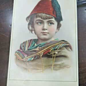 Mokaska Coffee picture sales blotter card Victorian child portrait advertising