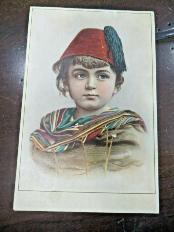 Mokaska Coffee picture sales blotter card Victorian child portrait advertising