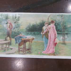 Newsboy Plug Tobacco Victorian era trade card The Peacemaker,swans,arch lake