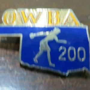 Oklahoma State Women’s Bowling Assoc. W.B.A. 200 game award Tournament pin