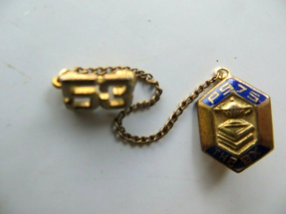 P.S.75 THE BX, 1953 SCHOOL PIN WITH YEAR