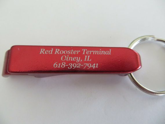 Red Rooster Terminal Olney,IL Aluminum beer bottle opener advertising key chain