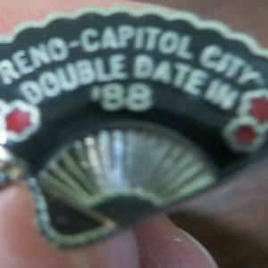 RENO CAPITOL CITY DOUBLE DATE IN 1988 ENAMEL VINTAGE BOWLING OR GAMING PIN