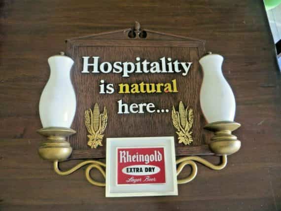 Rheingold Extra Dry Lager Beer Hospitality is natural here faux wood beer sign