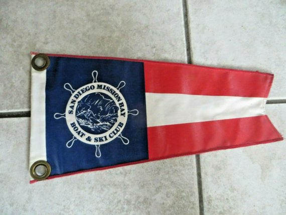 SAN DIEGO MISSION BAY BOAT & SKI CLUB DOUBLE SIDED BOAT FLAG PENDENT VINTAGE