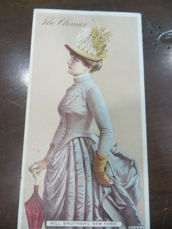 The Climax,1886 N.Y.Millinery picture sales blotter card Victorian  portrait