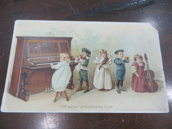 The Estey Orchrestra Club 1891 Estey Piano Co.New York,Victorian Trade Card
