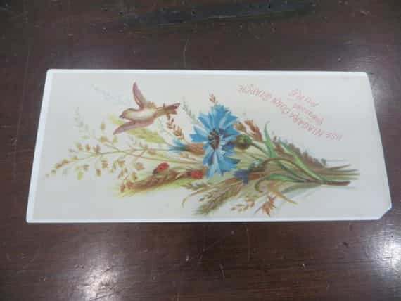 use Niagara Corn Starch,Victorian era trade card,flowers and birds 1900’s