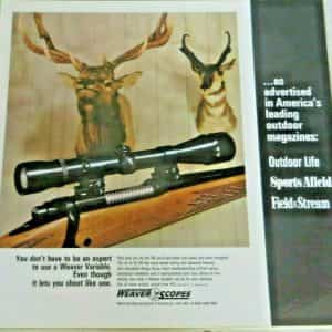 WEAVER SCOPES GUN SHOP COUNTER SIGN ELK  & ANTALOPE,1968 WEAVER CO.
