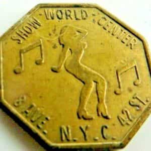 WORLD SHOW CENTER,8TH AVE & 42ND ST.N.Y.TOKEN,WORLDS GREATEST SHOW PLACE
