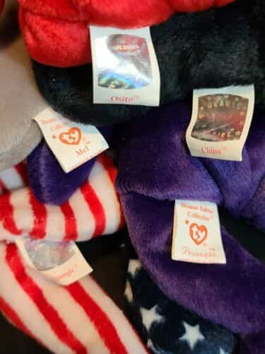 ty-beanie-baby-lot-of-5-bears-spangle-mel-princess-england-china-osito-mexico