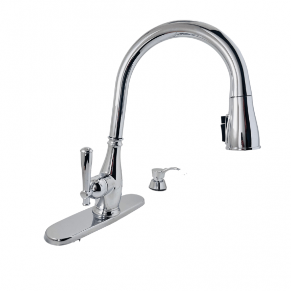 delta-charmaine-19962z-sd-dst-single-handle-pull-down-sprayer-kitchen-faucet-with-soap-dispenser-and-shield-spray-technology-in-chrome