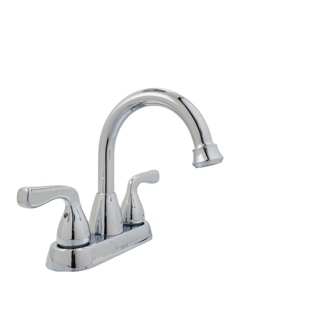 Centerset 2-Handle Hi-Arc Bathroom Faucet in Chrome Delta Foundations 4 in 
