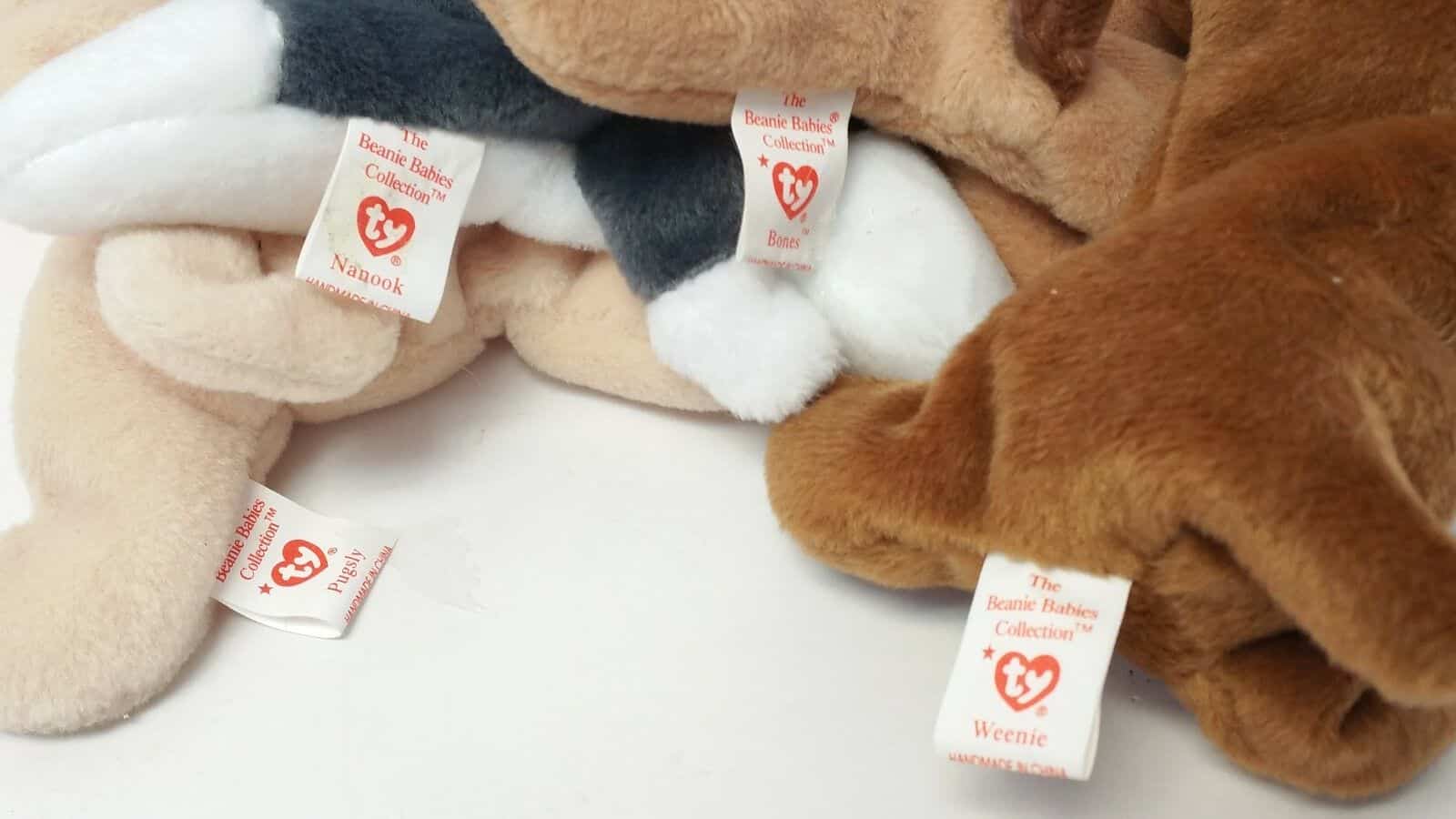 ty-original-beanie-babies-nanook-bones-pugsly-weenie-dogs-set-of-4-pvc-pellets