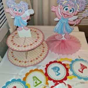 Abby Cadabby Parrty Lot 3 pc Centerpiece, cupcake stand banner