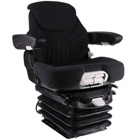 AGCO Windrower Grammer Mid Back Seat, Black & Gray Fabric w/ Air Suspension – S8301453