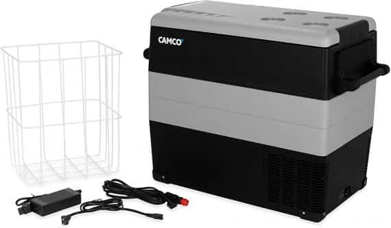 Camco 51518 CAM-550 Portable Refrigerator, AC 110V/DC 12V Compact Fridge/Freezer, 55-Liter – Keeps Food and Drinks Cold While On-The-Go – Ideal for Road Trips, RVing, Camping, Boating and Tailgating