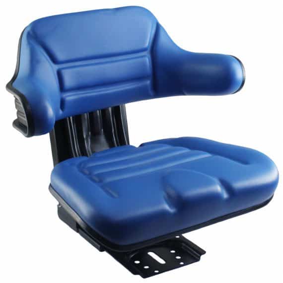Ford Tractor Loader Backhoe Wrap-Around Seat, Blue Vinyl w/ Mechanical Suspension – S830686