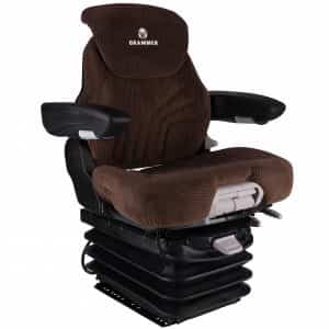 Komatsu Wheel Loader Grammer Mid Back Seat, Brown Fabric w/ Air Suspension – S8301454