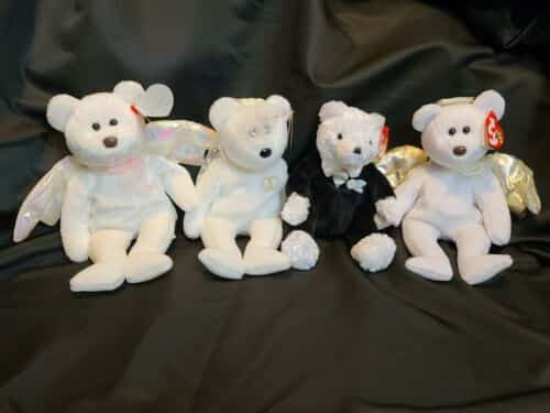 TY Beanie Baby Bears Lot of 4 Hallo Halo II Angels and Mr and Mrs Wedding