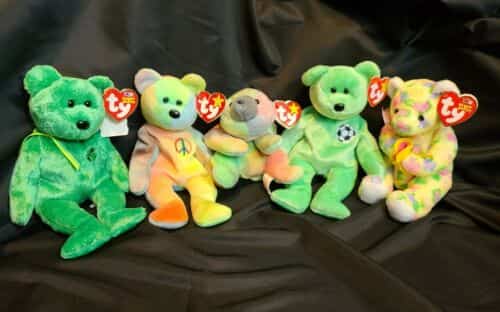 TY Beanie Baby Lot of 5 Green Bears Sammy Bloom Kicks Peace and Dublin