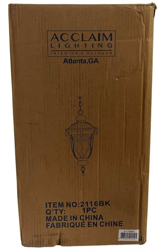 Acclaim Lighting Naples Collection 2116BK 1-Light Matte Black Outdoor Hanging Lantern Light Fixture