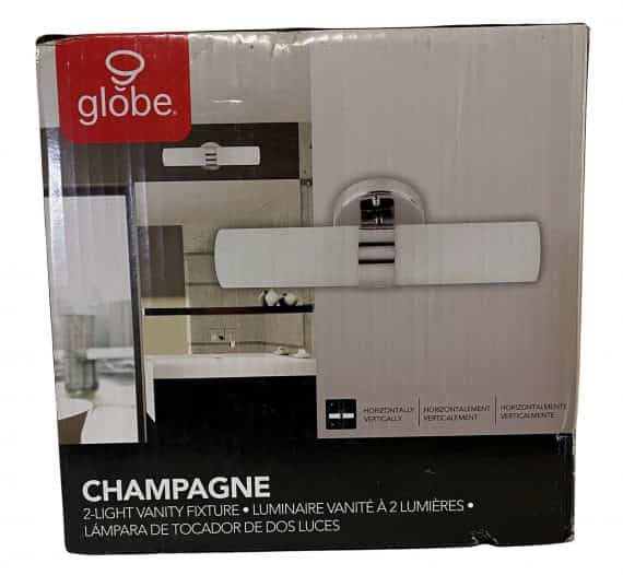 Globe Electric 50769 Champagne 2-Light Chrome Adjustable Bath Vanity Light
