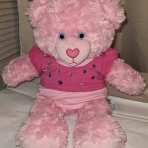 2015 Build a Bear Pink Happy Hugs Swirl Fur Baby Plush w/Pink Sparkle Shirt