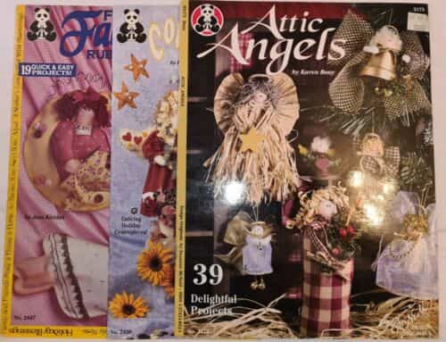 3 Design Originals Books w/ Patterns 1994 & 1996 Attic Angels-Fast Faces MCNEILL