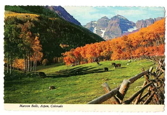1976 Maroon Bells Aspen Colorado Postcard G.R. Dickson Plastichrome Unposted