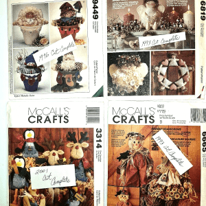 4 Mccall’s Craft Holiday Patterns Angels Scarecrows Santa Reindeer 1990s 2001