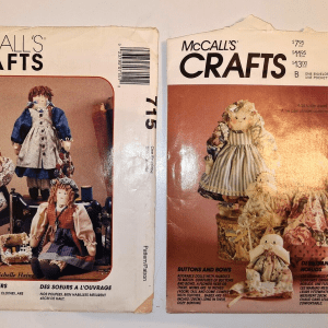 2 Mccall’s Craft Patterns 715 & 771 Soft Dolls 18″ -16″ -11″ + clothes 1992/1995